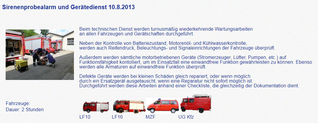 Gerätedienst 10.8.2013